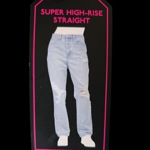 No Boundaries Light Blue Super High-Rise Straight Jeans Relaxed Fit Size 13